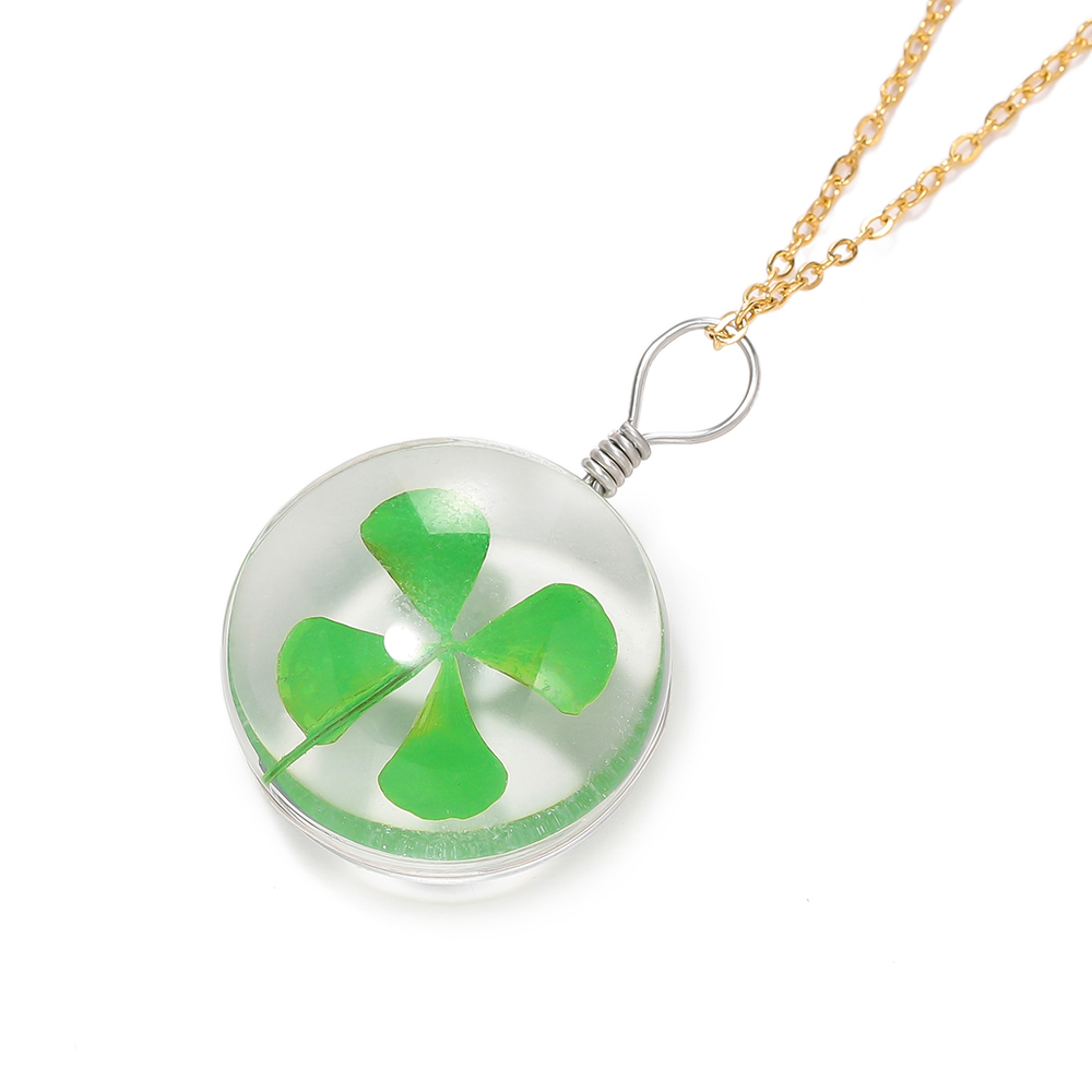 Red Clover Flower - 5pcs สีเขียว Lucky Four Leaf Clover