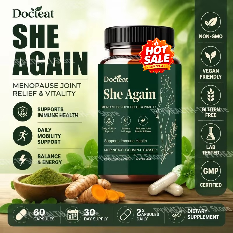 Moringa Leaf Powder - ด็อกทีท เชอแกน แคปซูลเสริมสุขภาพข้อต่อสำหรับวัยหมดประจำเดือน พร้อมสารสกัดจากมะรุม-เคอร์คูมิน-แอล.แกสเซอรี ช่วยเสริมสร้างการเคลื่อนไหวและระบบภูมิคุ้มกัน 60