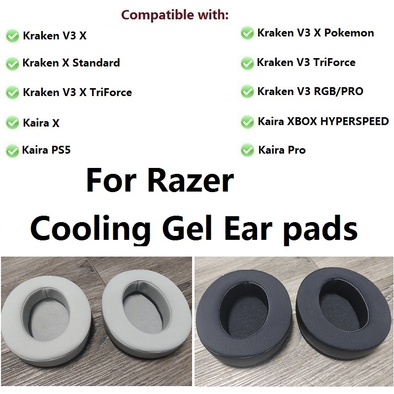 Wellness X - แผ่นรองหูเจลทำความเย็นสำหรับ Razer Kraken x/ V3X/V3/V3 RGB/V3