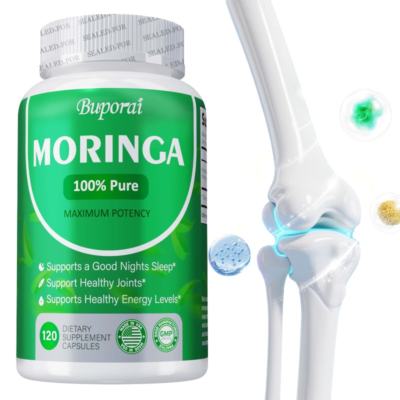Moringa Leaf Powder - แคปซูลผงใบมะรุมบริสุทธิ์ 100%, อาหารเสริมต้านการอักเสบ, ระบบภูมิคุ้มกัน, การเผาผลาญ, พลังงานที่ช่วยเพิ่มประสิทธิภาพสมอง