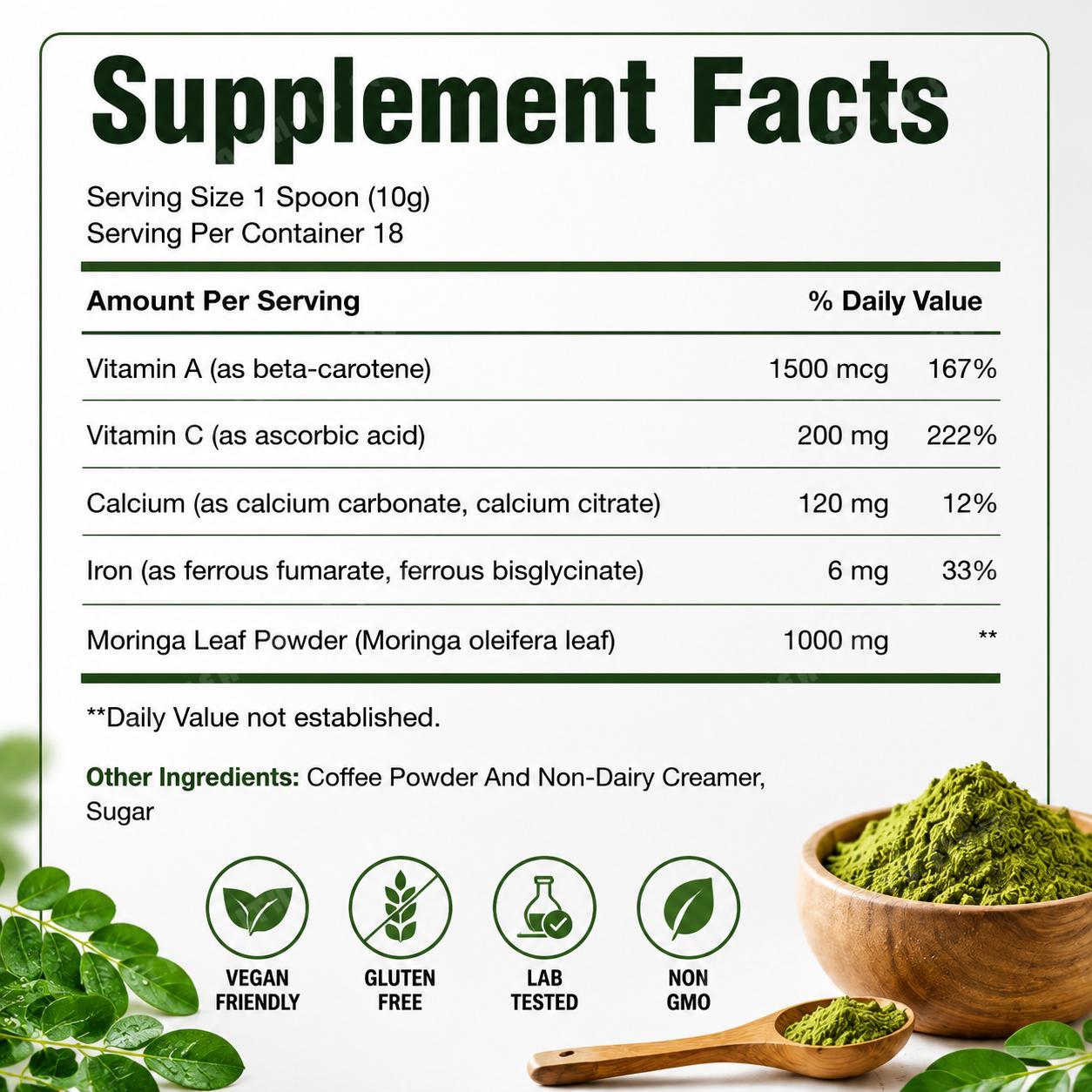 ด็อกทีท ผงใบมะรุมผสมแคลเซียมแล - Moringa Leaf Powder บทวิจารณ์และราคา