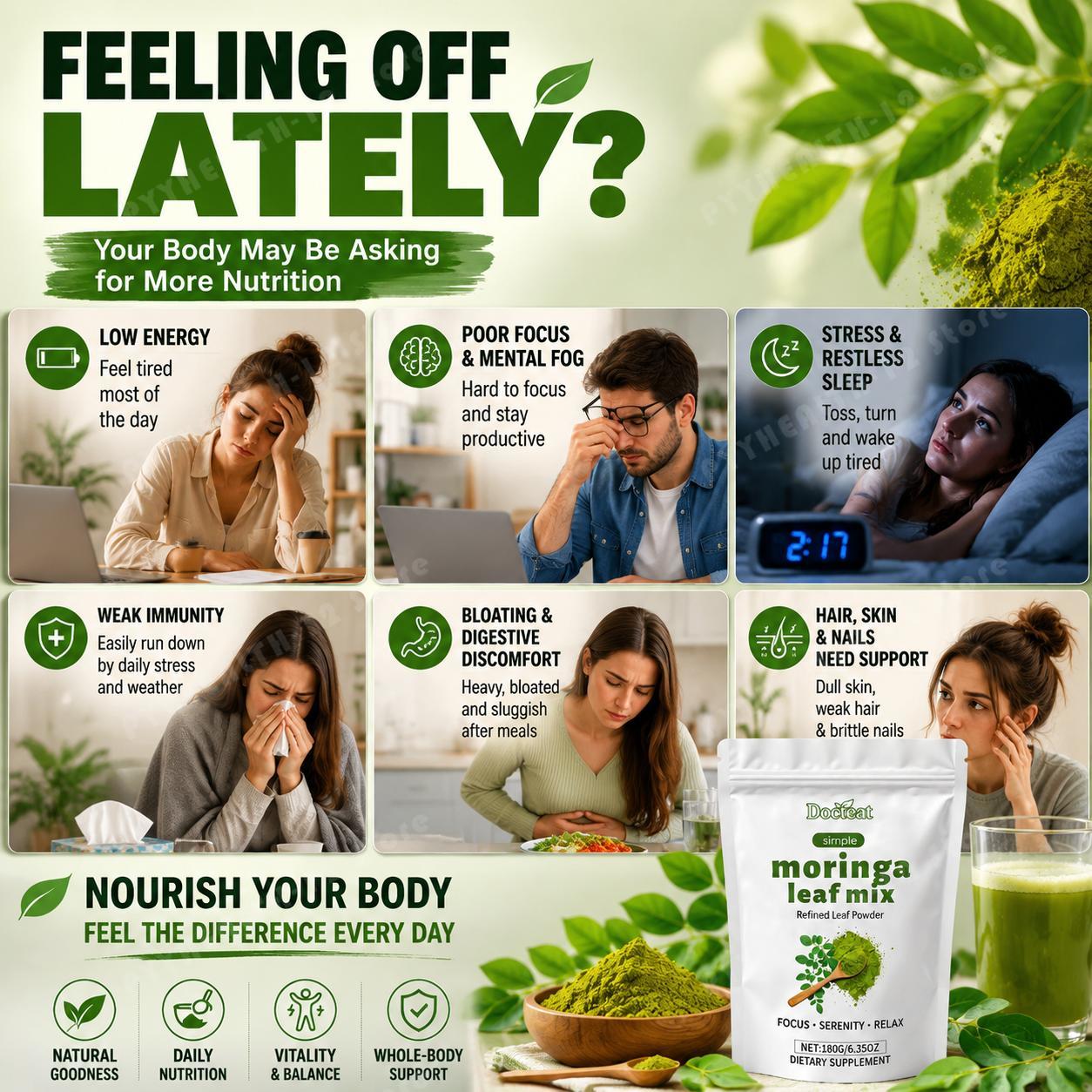 ด็อกทีท ผงใบมะรุมผสมแคลเซียมแล - Moringa Leaf Powder บทวิจารณ์และราคา