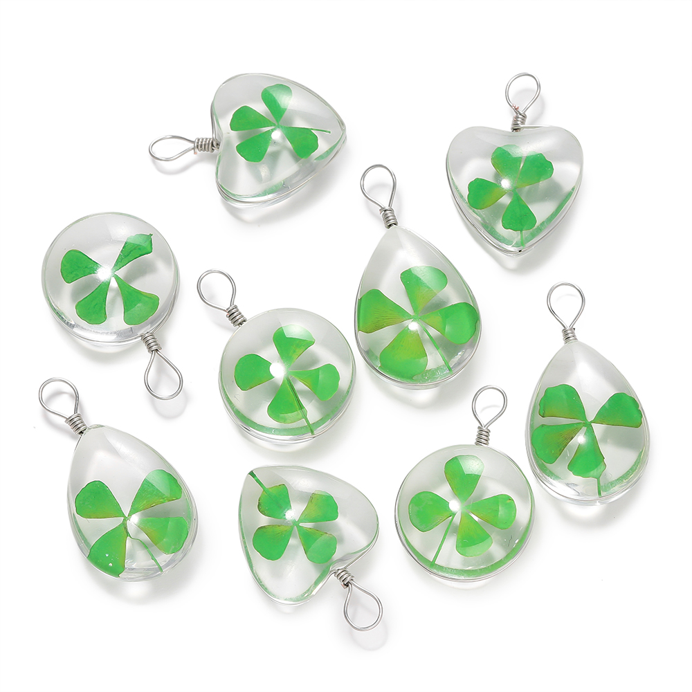 5pcs สีเขียว Lucky Four Leaf C - Red Clover Flower บทวิจารณ์และราคา