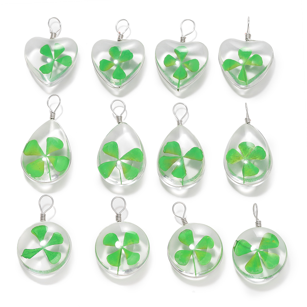 5pcs สีเขียว Lucky Four Leaf C - Red Clover Flower บทวิจารณ์และราคา