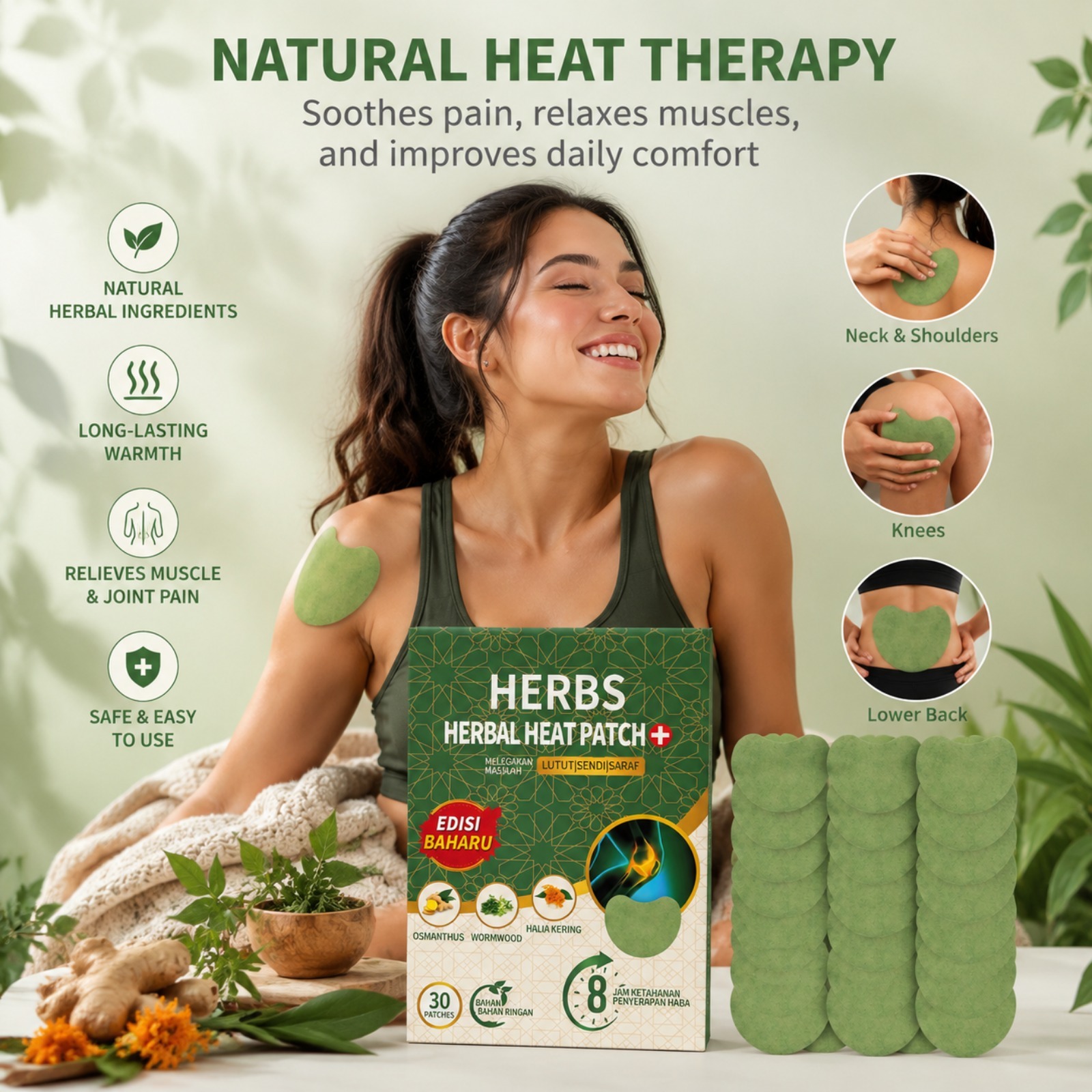 แผ่นแปะสมุนไพรสำหรับเข่า 30 ชิ - Herbal Zone บทวิจารณ์และราคา